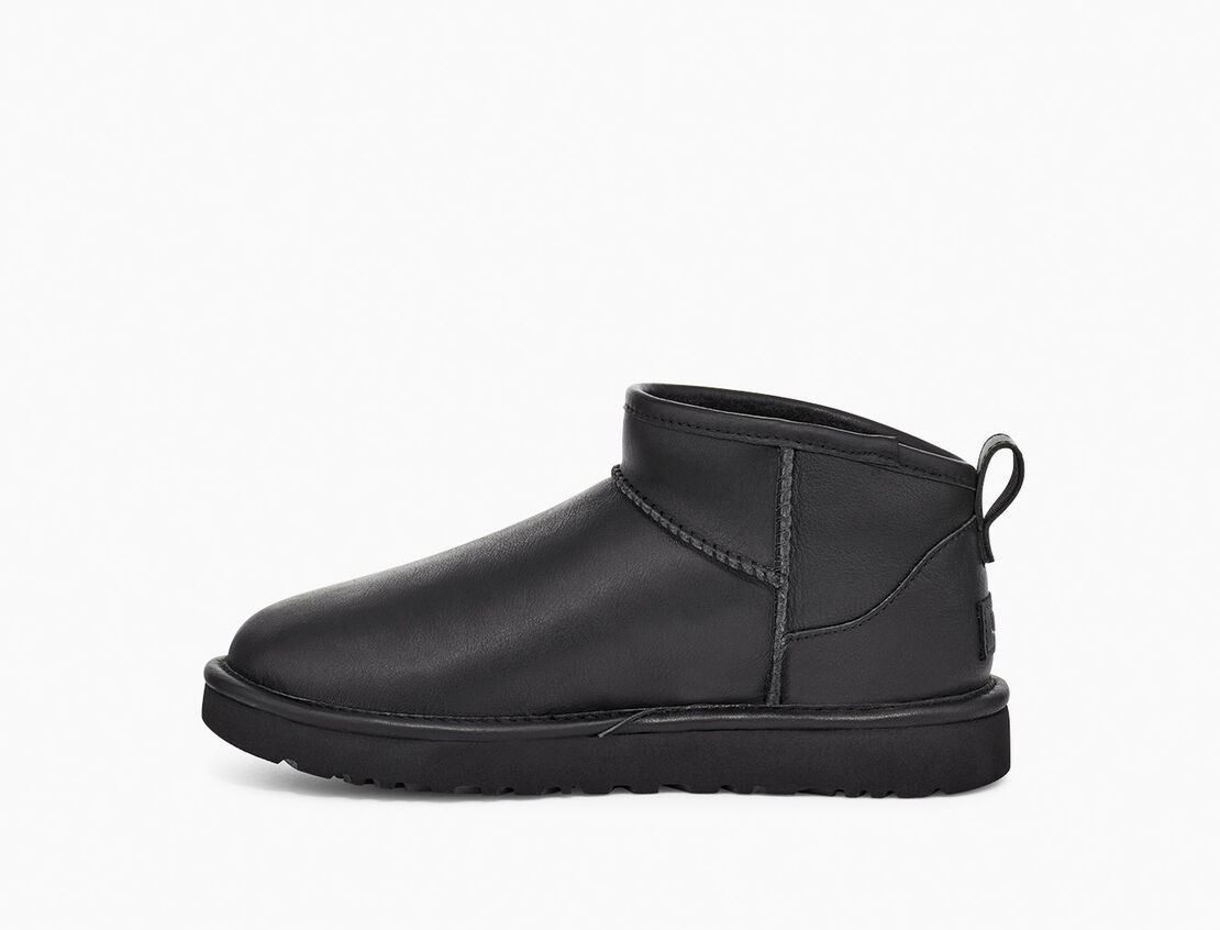 Уггі жіночі шкіряні UGG Ultra Mini Leather Чорні