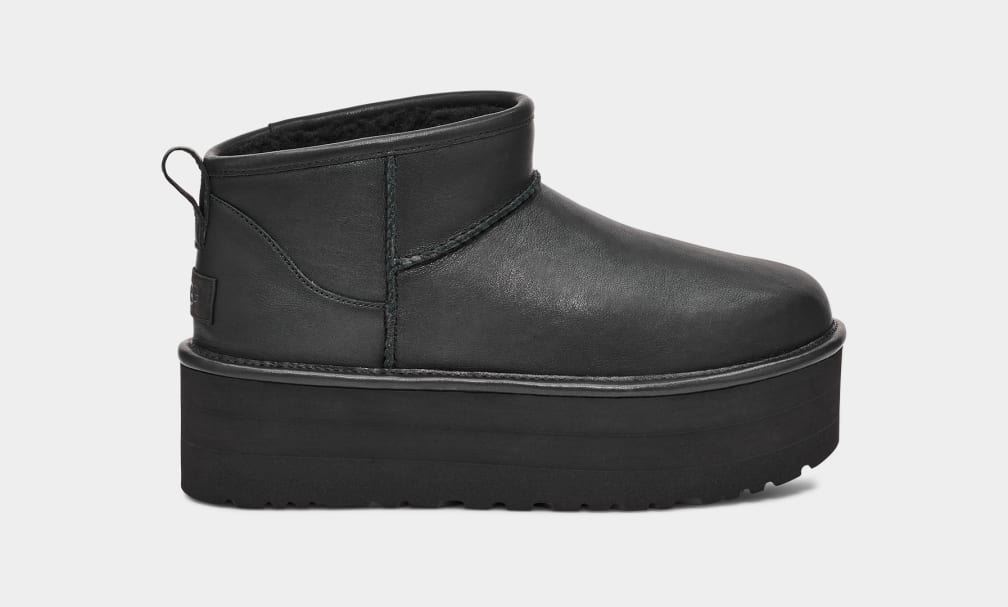 Уггі жіночі UGG Ultra Mini Leather Platform Black