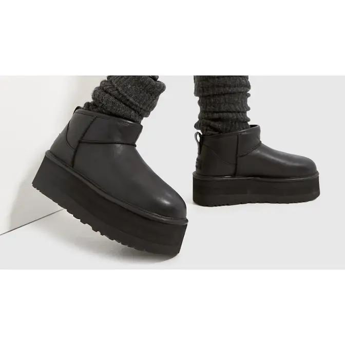 Уггі жіночі UGG Ultra Mini Leather Platform Black